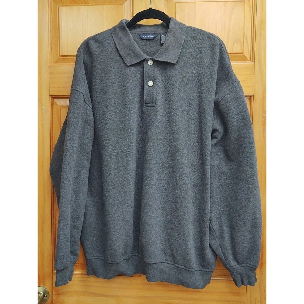 Sope Creek Long Sleeves Men's Pull Over Warm Shirt Size 2 XL Gray Heavy Weight